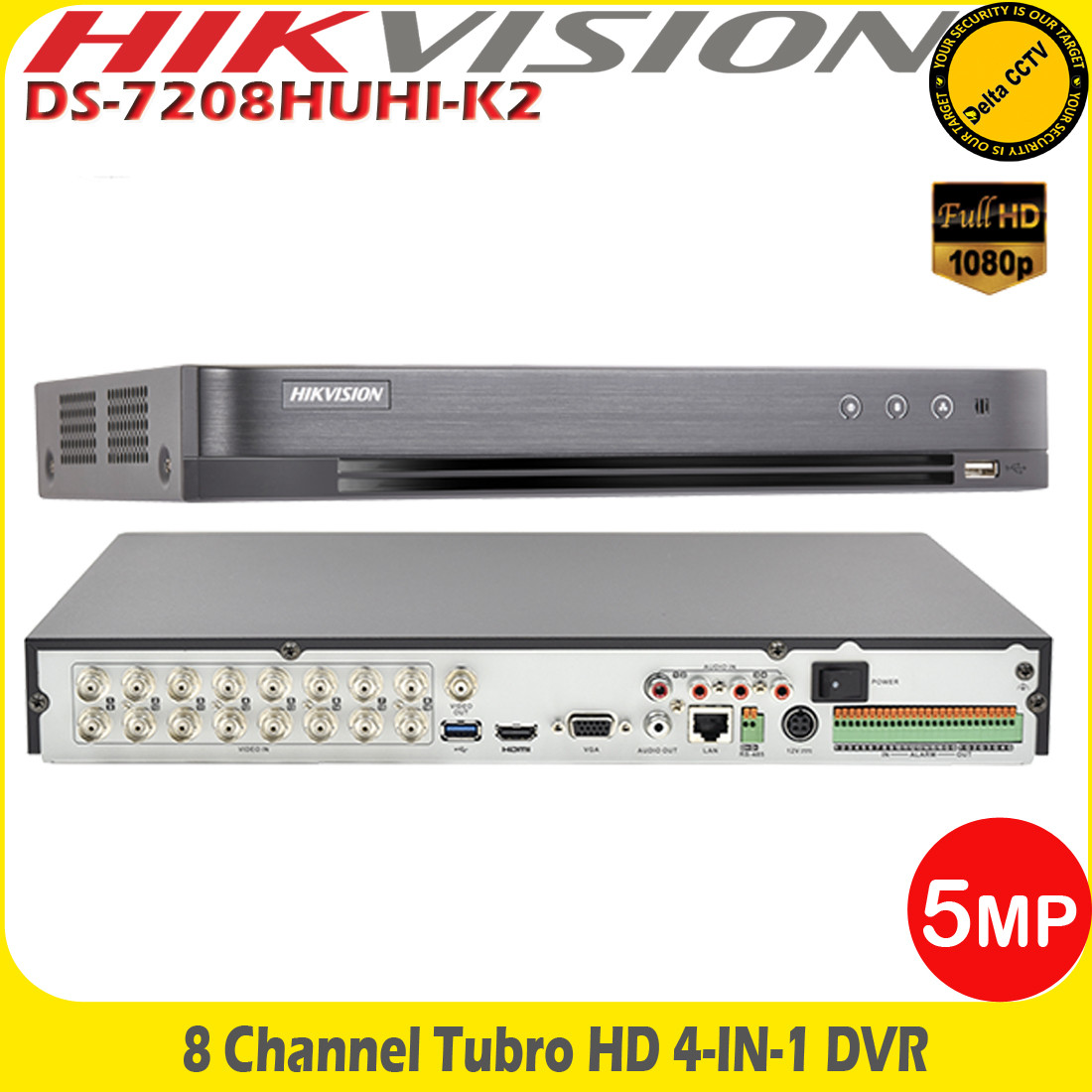 Hikvision 8 Channel 5mp Turbo Hd Dvr H 265 Hdtvi Hdcvi Ahd Cvbs