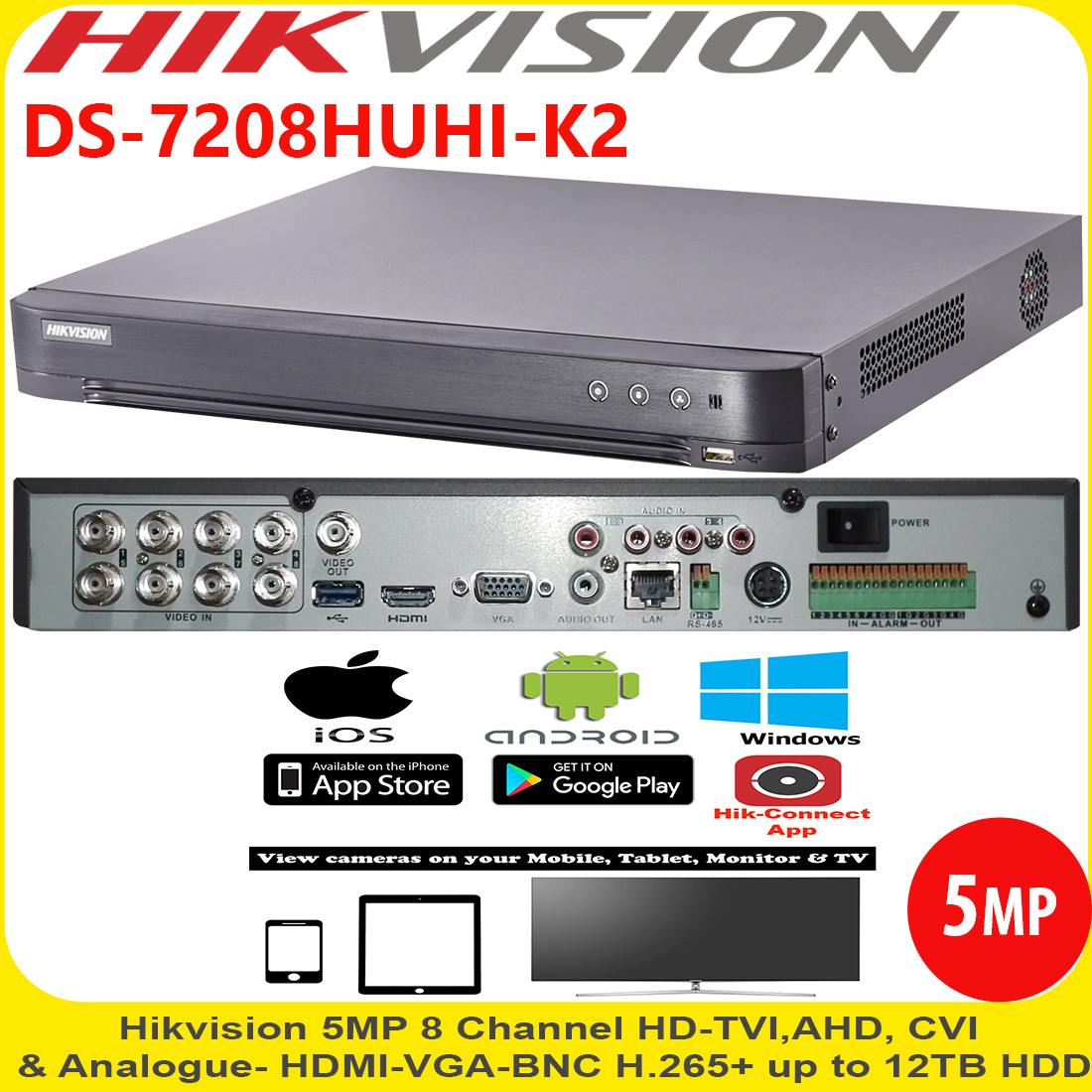 Hikvision 8 Channel 5mp Turbo Hd Dvr H 265 Hdtvi Hdcvi Ahd Cvbs Hikvision 8 Channel 5mp Turbo Hd Dvr H 265 Hdtvi Hdcvi Ahd Cvbs