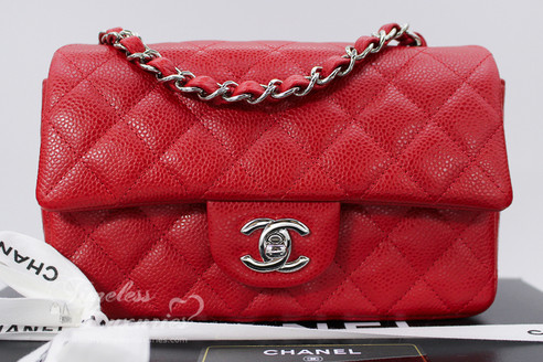 chanel mini caviar silver classic flap rectangle hw bags