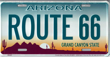 Arizona State License Plate >> Route 66 Arizona License Plate - Route 66 Gift Shop Arizona State License Plate >> Route 66 Arizona License Plate - Route 66 Gift Shop