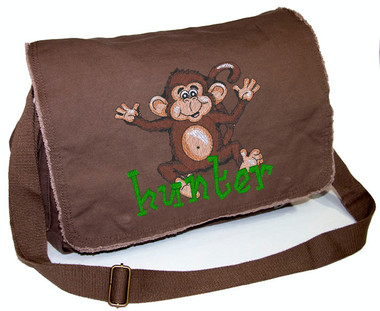 Personalized Pigment Dyed Large Monkey Diaper Bag Personalized Diaper Bag For Or Boy Embroidered Large Monkey On Pigment Dyed Raw Edge