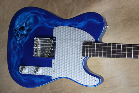 Fender Custom Shop NAMM 2010 Series '62 Esquire Blue Sparkle with Skull Flame Guitar