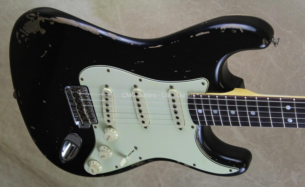 black strat mint green