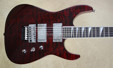 Jackson USA Custom Shop SL2H-MAHQ Soloist Trans Red Guitar with Bare Knuckle Aftermath Pickups