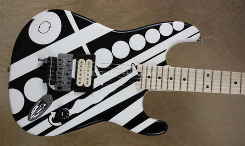 EVH Striped Series Circles Unchained Black and White Crop Circles Graphic Guitar