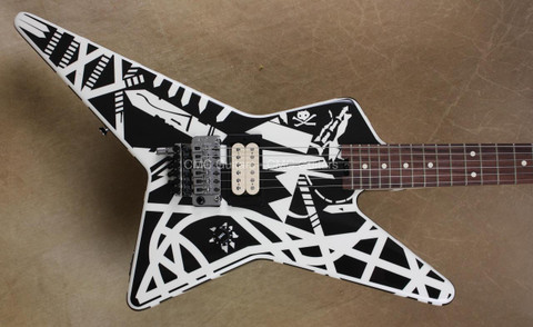 EVH Stripe Series Star Black and White 1980 Tour Guitar