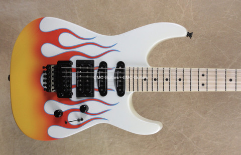 Jackson USA Custom Shop SL1 Soloist Hot Rod Flames Snow White Guitar