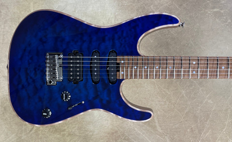 Charvel USA Select DK24 HSS 2PT CM QM Blue Burst Guitar