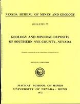 Geology and Mineral Deposits of Southern Nye County, Nevada - 1972