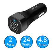 POWERFLOW 4.8 AMPS CAR CHARGER WITH TWO UNIVERSAL USB PORTS (AC116)