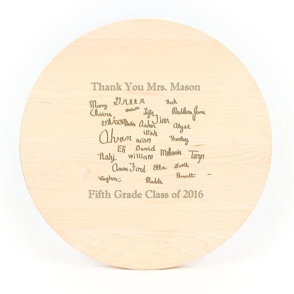 Quote Engraved 16" Round Maple Cutting Board w/Laser Engraved