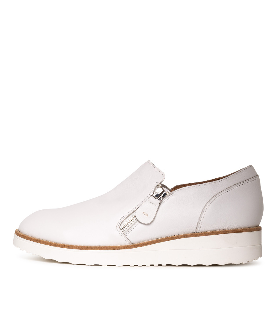 white leather flatforms