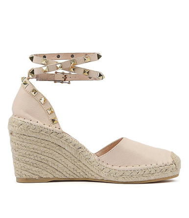 MIKKEL Espadrille Wedges in Nude Leather Top End Shoes