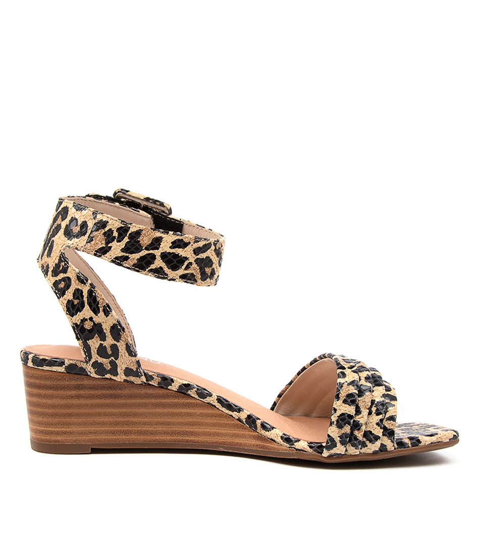 PRISSY Wedge Sandals in Ocelot Leather - Top End Shoes
