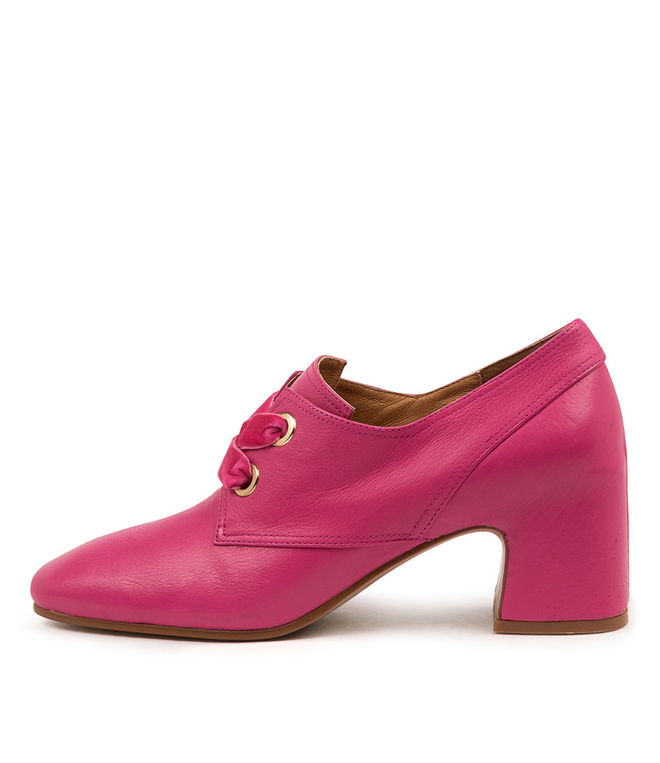 FARISH Mid Heels in Fuchsia Leather Top End Shoes