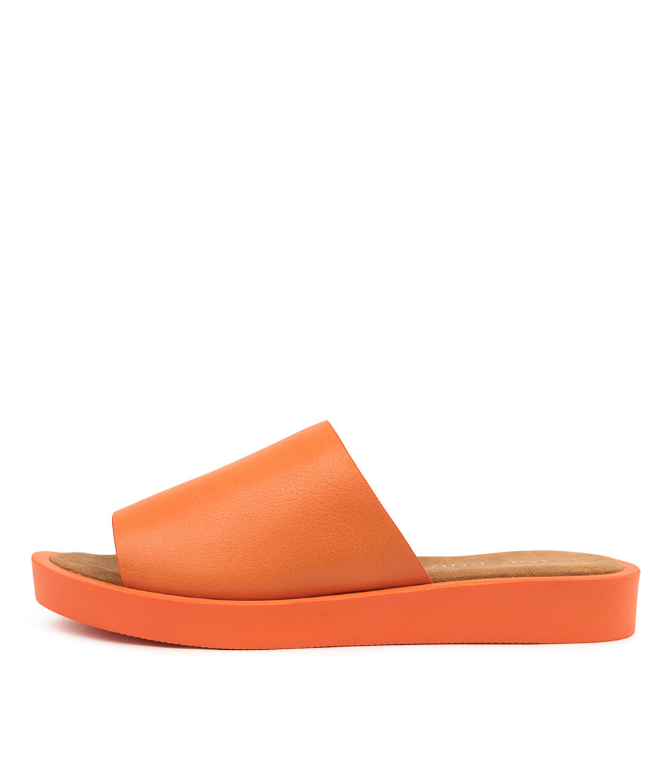 FARON Sandals in Bright Orange Leather Top End Shoes