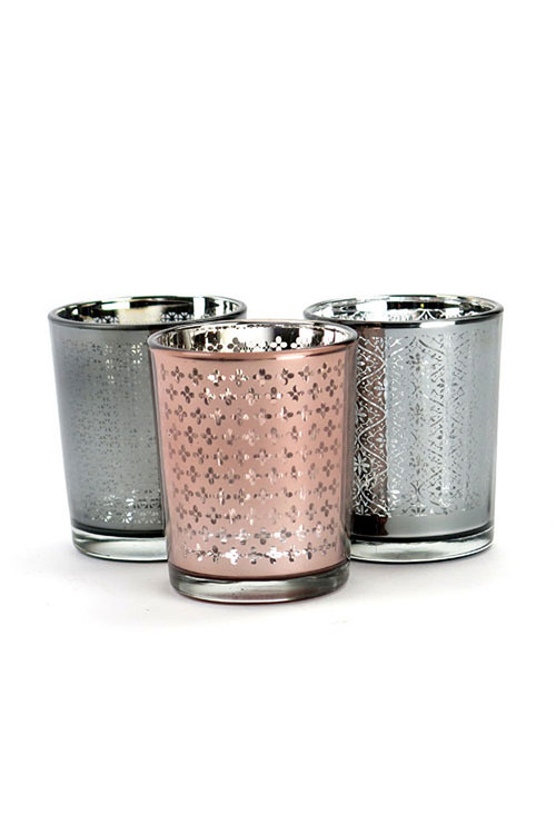 Mercury Glass Votives in Pink and Grey