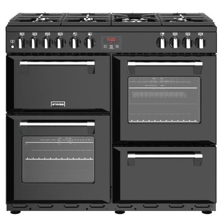 Stoves Belmont 100DFT 100cm Dual Fuel Range Cooker - Black - A/A/A Rated - GRADED