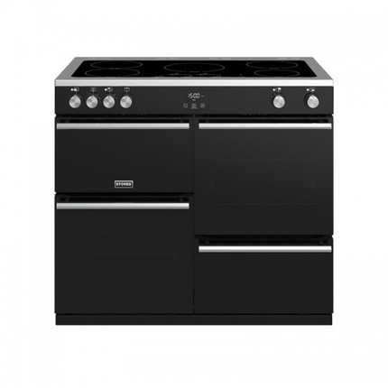 Stoves Precision DX S1000Ei 100cm Electric Range Cooker with Induction Hob - Black - A/A/A Rated - GRADED