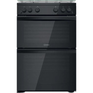 Indesit ID67G0MMB/UK 60cm Double Oven Gas Cooker - Black - GRADED
