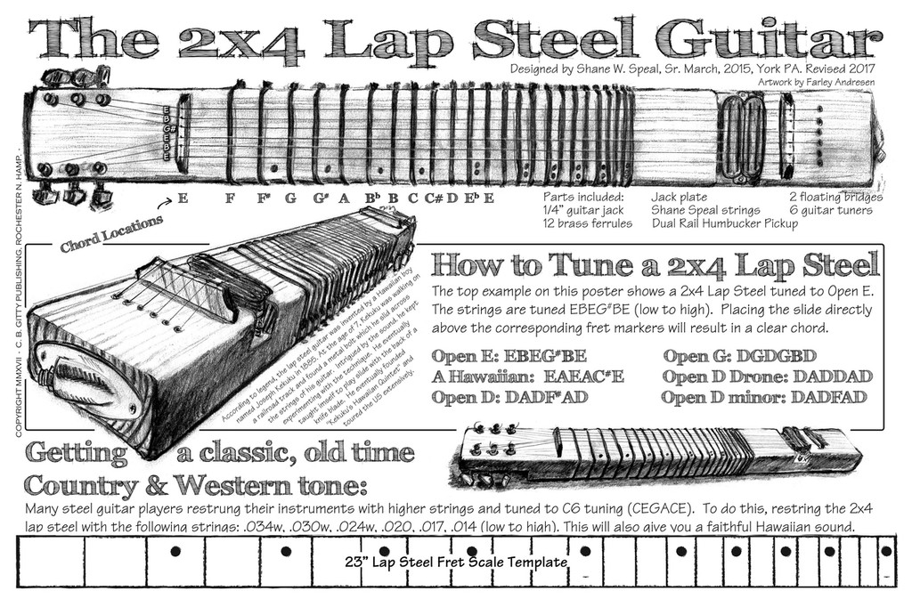 2x4 Lap Steel Guitar Kit - the DIY Slide Guitar - You supply the 2x4! - C. B. Gitty Crafter Supply