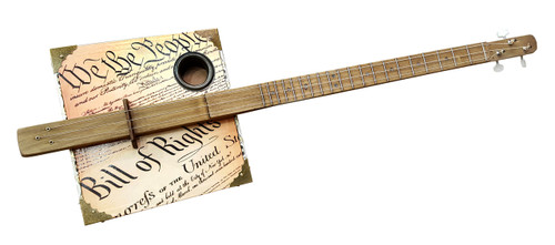 "Founder's Faith" 3-string Fretted Cigar Box Guitar featuring the U. S. Constitution & Bill of Rights