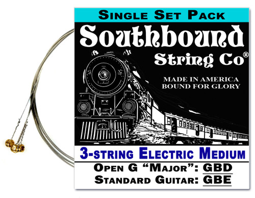 Electric "Medium" 3-String Cigar Box Guitar Strings - Open G - GBD/GBE