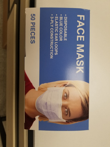 Box of 50 Blue Paper 3-Ply Masks