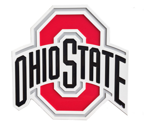 Absolutely beautiful hand poured Epoxy Resin Embossed logo wall plaque of the Ohio State Buckeyes.  Size: 17.5" wide by 16.25" high by .75" thick plaque is certain to be noticed.  Great for dorm rooms, entertainment rooms, sports bars,  yard decorations and more...    