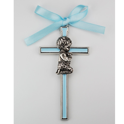 3 1/2" BLUE BOY CRIB CROSS Trinity Church Supply