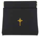 Coin Purse Style Rosary Pouch with Celtic Cross (Black)