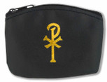 Rosary Pouch with Embossed Gold Chi Rho (Black)