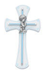 7in White and Blue Baby Boy Praying Cross