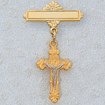 Gold over Silver crucifix Rhodium Baby Pin