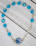 Italian Crystal One Decade Rosary (Our Lady of Grace) (Aqua Blue)