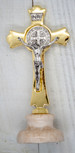 4" Saint Benedict Crucifix with Marble Stand (Gold)
