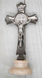 4" Saint Benedict Crucifix with Marble Stand (Carbon)