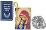 Military Rosary with Prayer Book and Tapestry Pouch (Chrome, Madonna and Child 2)