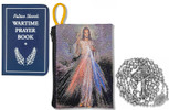 Military Rosary with Prayer Book and Tapestry Pouch (Chrome, Divine Mercy 1)