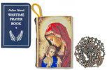 Military Rosary with Prayer Book and Tapestry Pouch (Antique Copper, Madonna and Child 2)