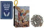 Military Rosary with Prayer Book and Tapestry Pouch (Antique Copper, Saint Michael)