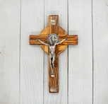 St. Benedict Olive Wood Crucifix Cross (4 Inch)