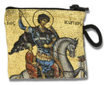 Embroidered Tapestry Rosary Pouch (Saint George)