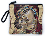 Embroidered Tapestry Rosary Pouch (Our Lady / Christ the Teacher)