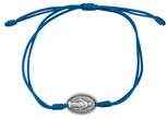 Adjustable Cord Bracelet with Miraculous Medal Charm & Blue Cord