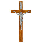 8" Walnut Crucifix with Silver Corpus