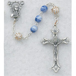 6MM BLUE & PEARL CAPPED ROSARY