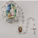 GUARDIAN ANGEL BLUE ROSARY WITH BOX