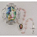 Guardian Angel Rosary Box with Pink Rosary