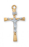Gold over Sterling Silver Tutone Crucifix necklace with 18" Chain